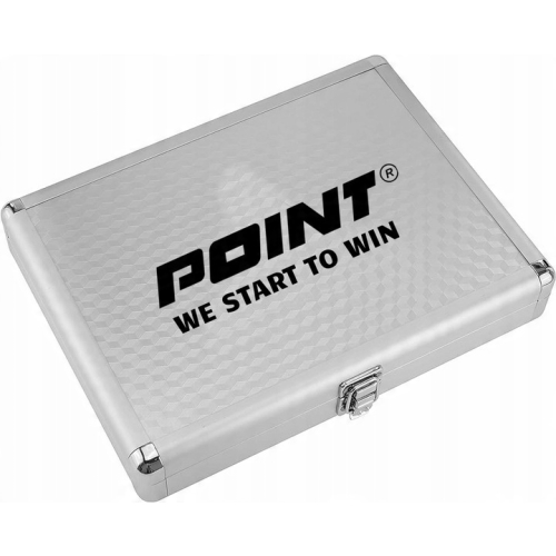 Aluminiowy futerał Point – widok z przodu, kolor srebrny