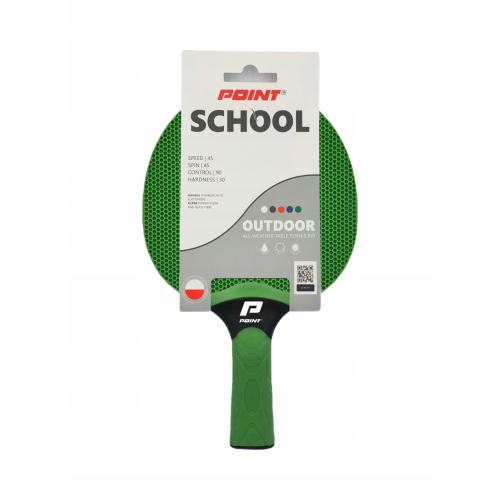 Rakietka POINT SCHOOL Outdoor zielona – fragment powierzchni i logo