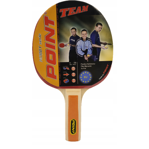 Rakietka do ping ponga Point Team – przód z czerwono-czarną okładziną, idealna dla początkujących