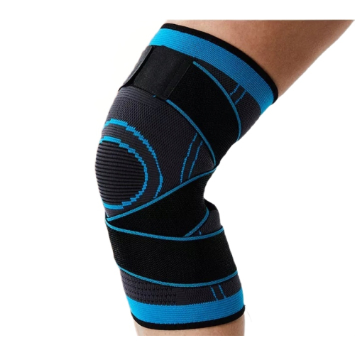 Stabilizator kolana POINT niebieski – oddychający ściągacz z paskami