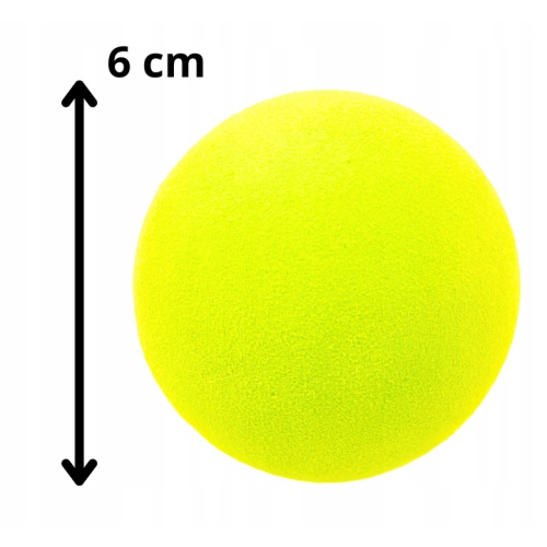 Zbliżenie na piłeczki żółte z zestawu Point – twarda pianka, średnica 6 cm